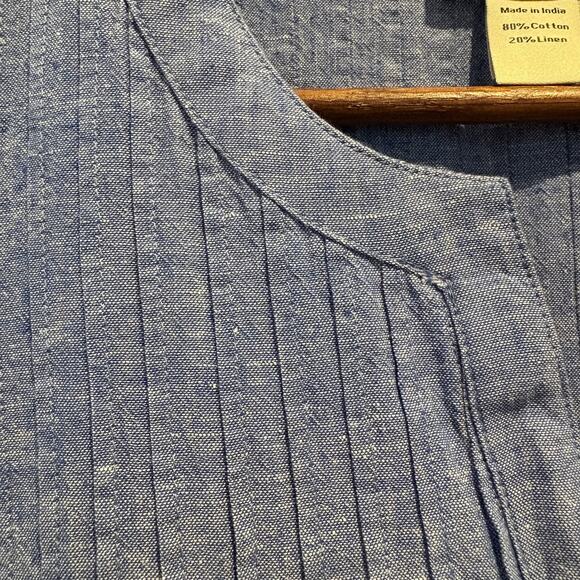 Vineyard Vines Tunic Dress Womens Extra Small Blue Cotton Linen Pintuck Boho XS - Picture 6 of 12